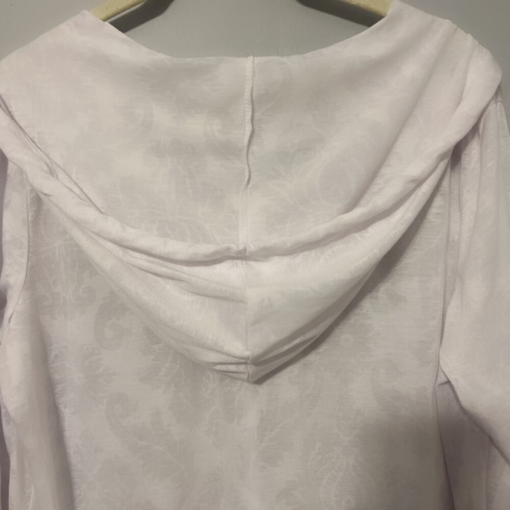 Soma Live Loungewear White Pull On Hooded Long Sleeve Shirt Lightweight Large - Picture 4 of 8